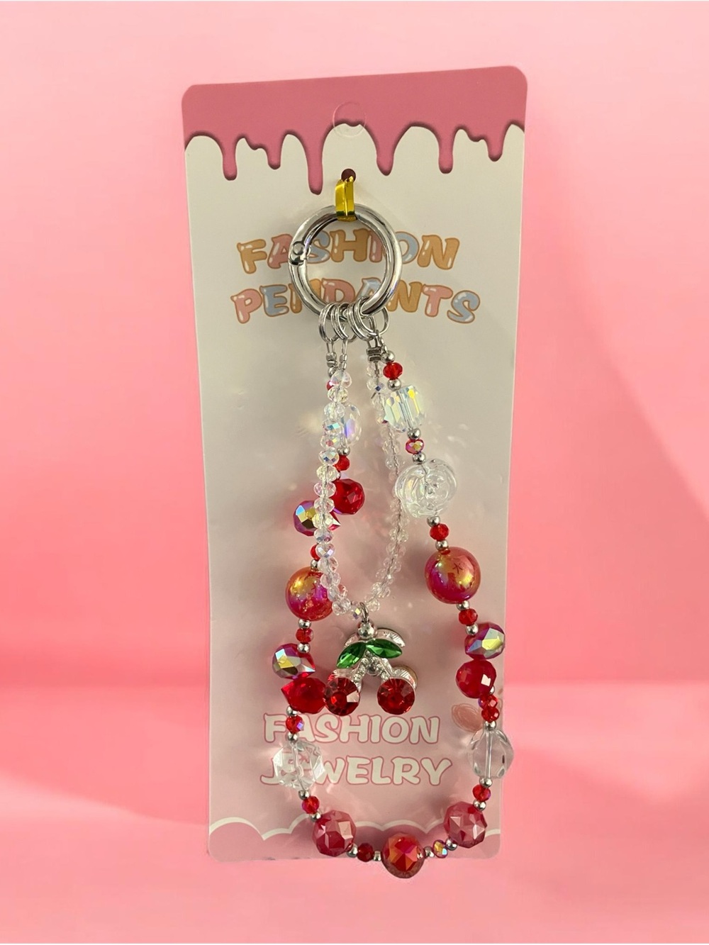 Red Beaded Cherry Charm Bracelet - Fashion Jewelry
